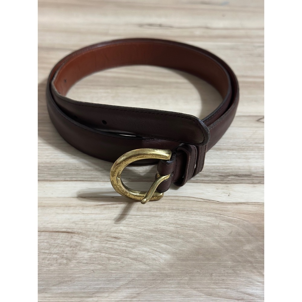 Coach Brown Leather Belt with Gold Buckle Size Large